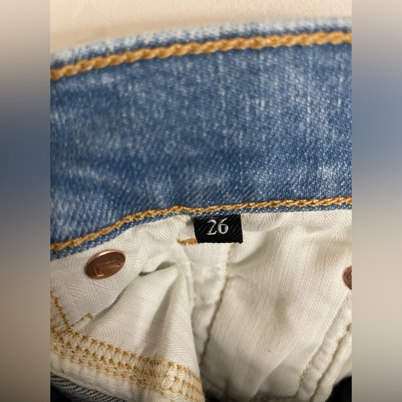 NWT 7 For ManKind Broken Twill Mid Roll Denim Shorts Coco Drive Size 26 - Picture 11 of 16